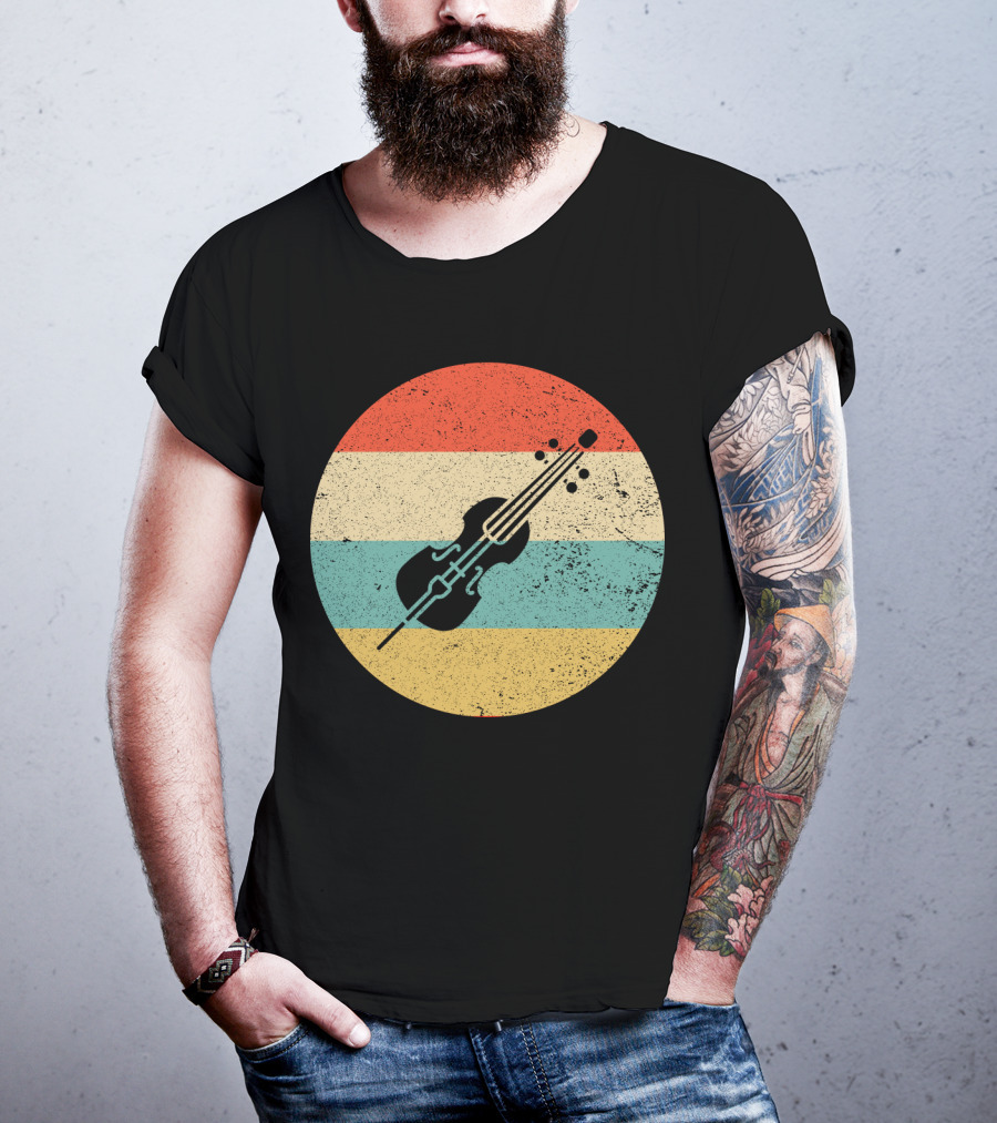 Vintage Retro Cello Circle Striped T-Shirt