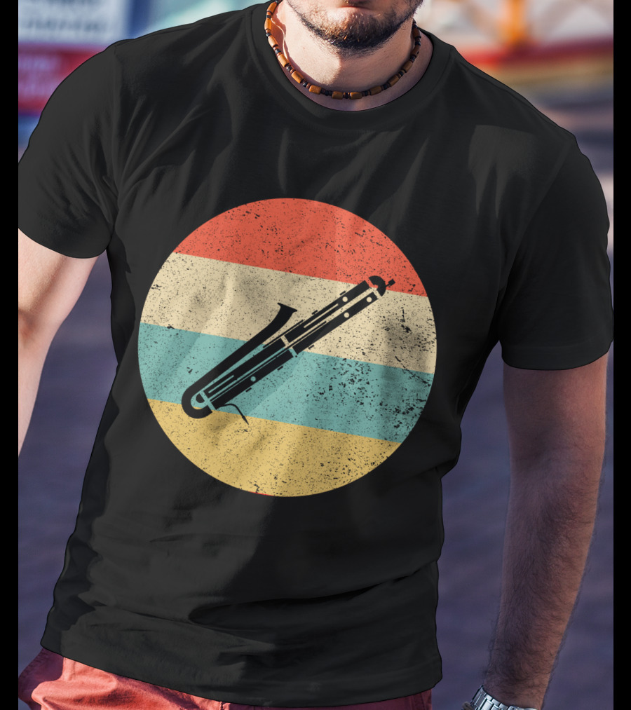 Vintage Retro Bassoon Circle Stripes T-Shirt