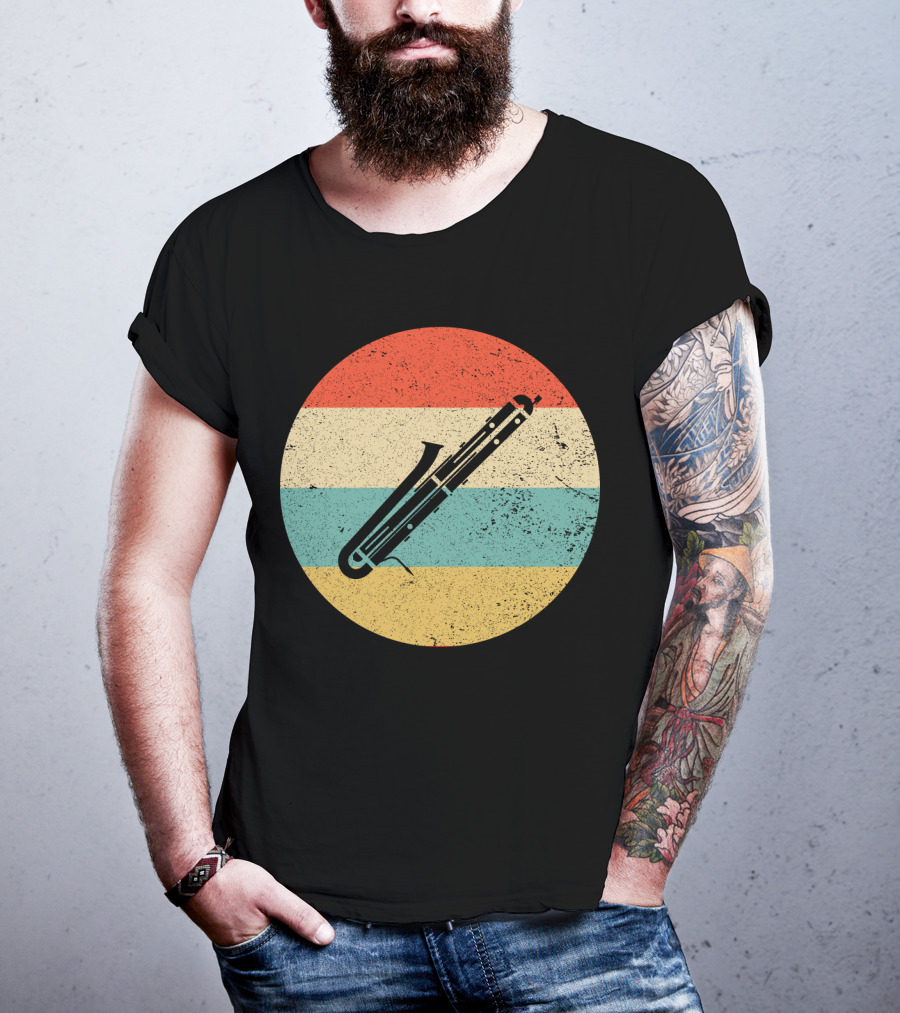 Vintage Retro Bassoon Circle Stripes T-Shirt