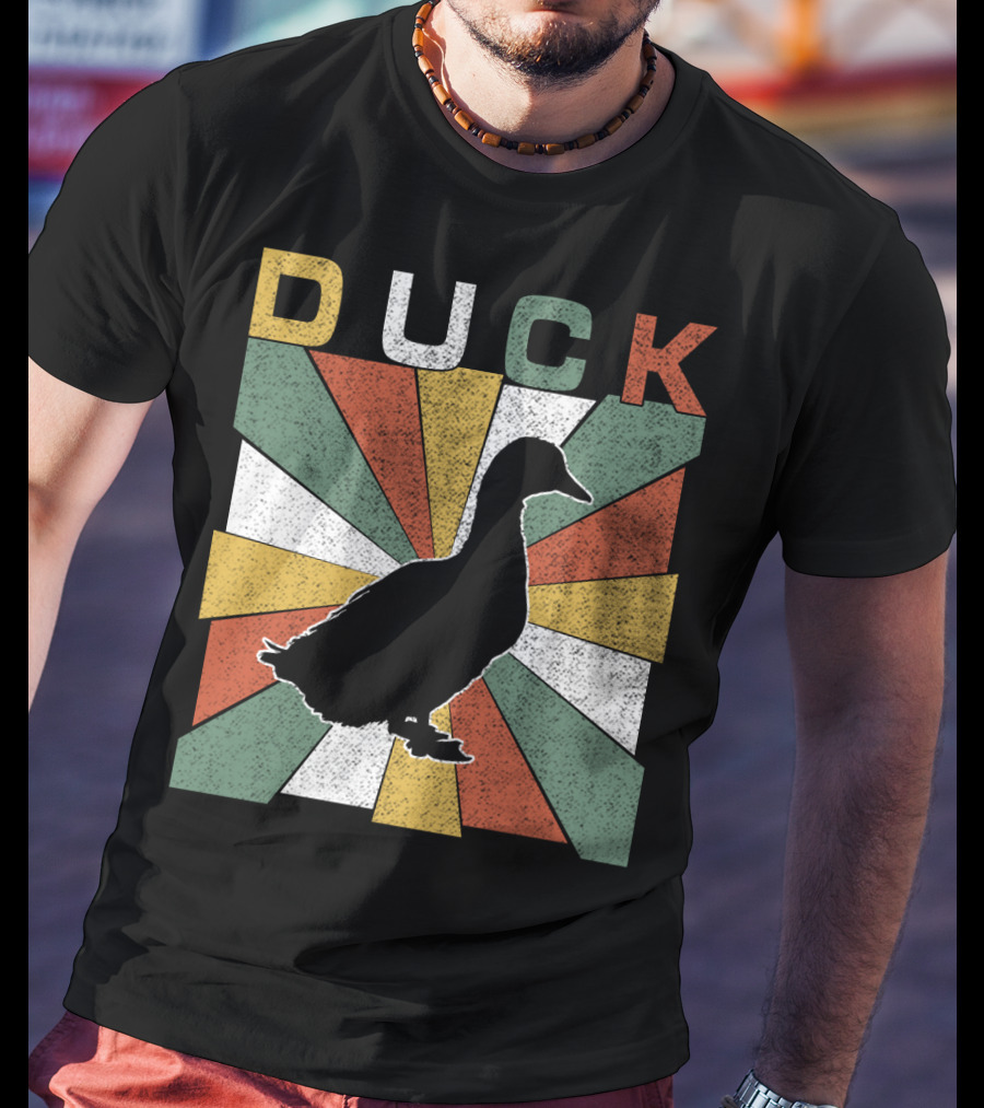 Duck Retro 70s Vintage Silhouette Sunburst T-Shirt