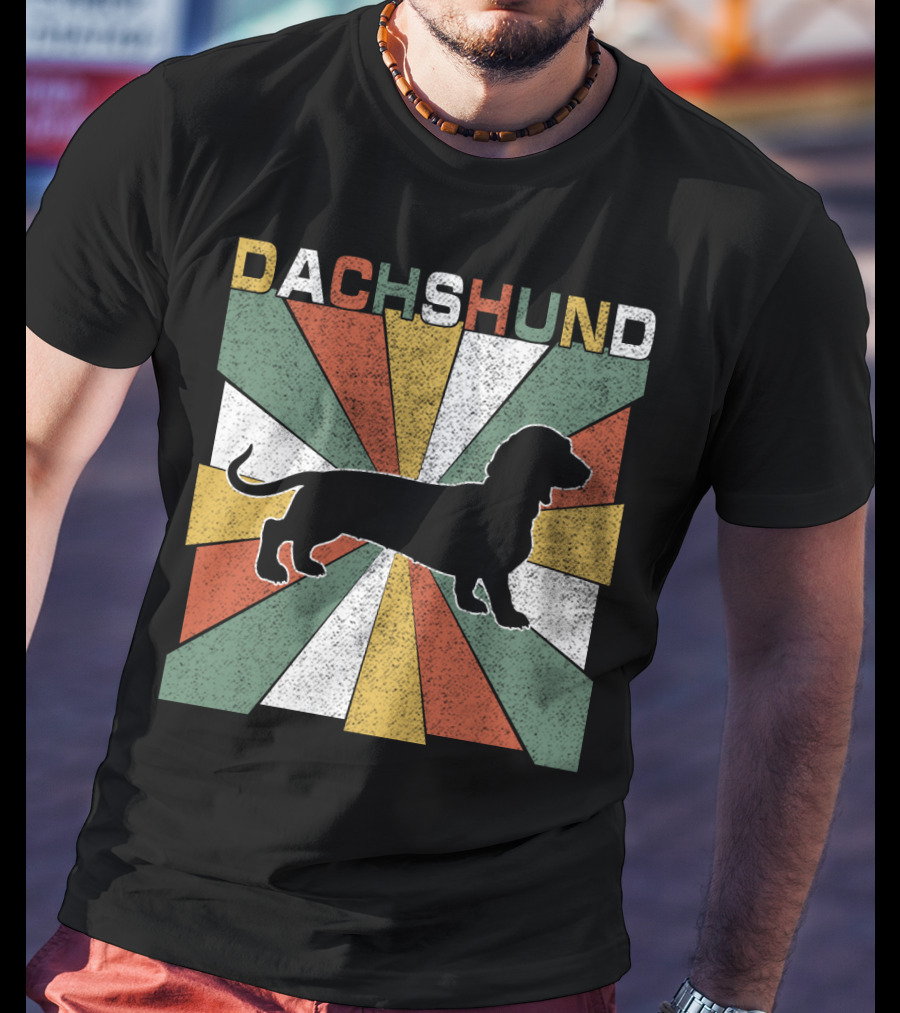 Dachshund Retro 70s Silhouette Vintage T-Shirt