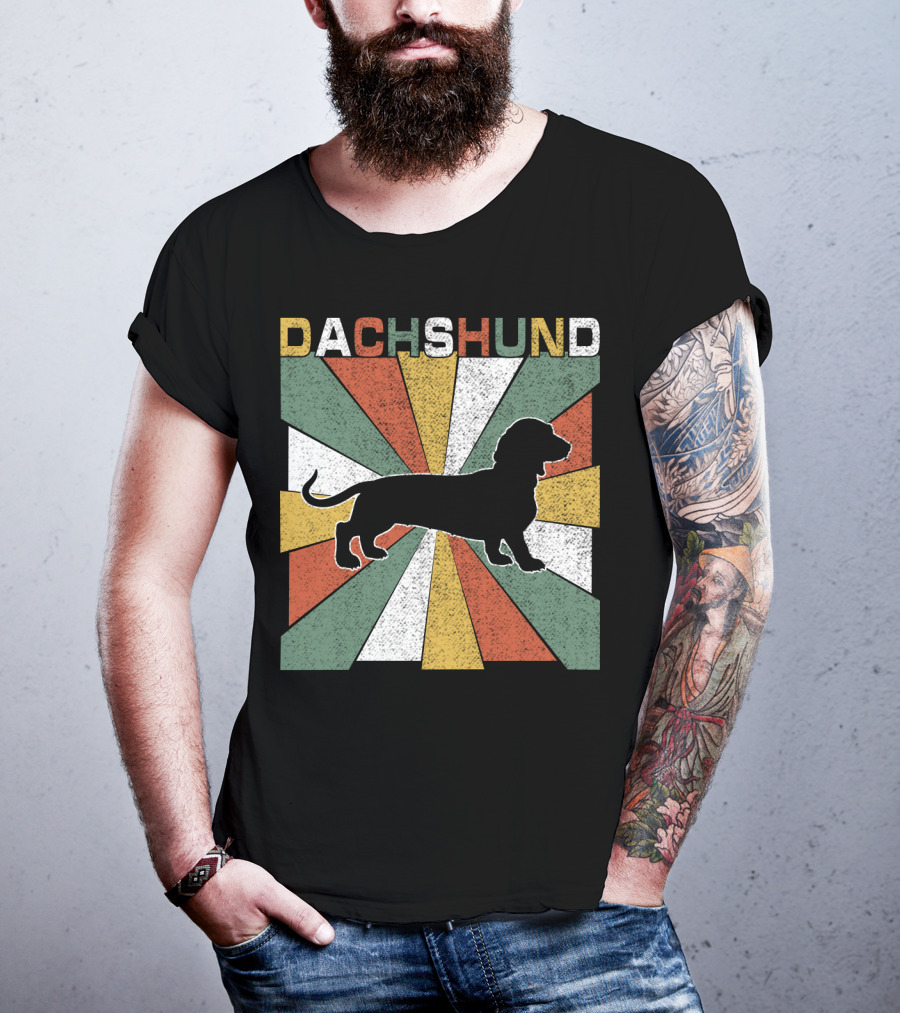 Dachshund Retro 70s Silhouette Vintage T-Shirt