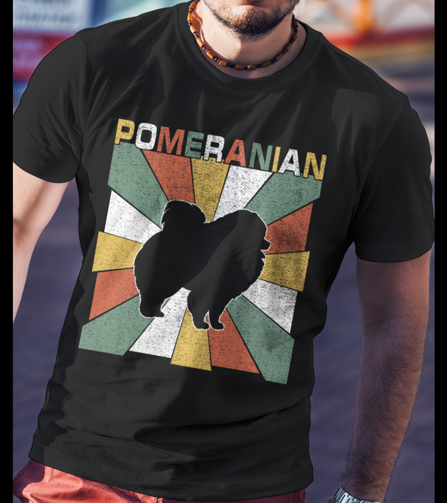 Pomeranian Dogs Retro 70s T-Shirt