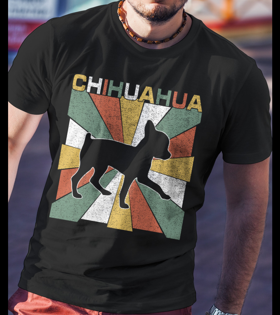 Chihuahua Retro 70s Vintage Silhouette Burst T-Shirt