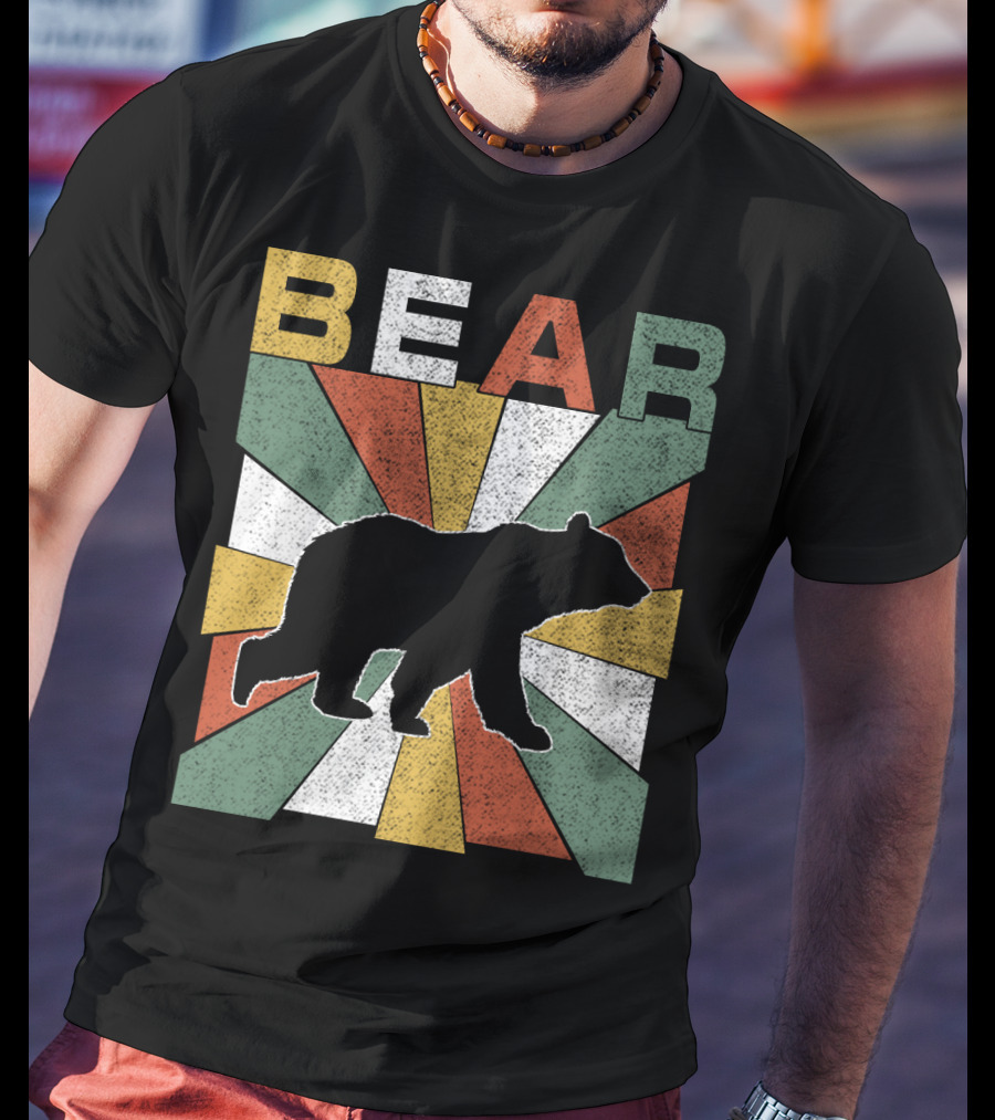 Bear Retro 70s Vintage Silhouette Burst T-Shirt