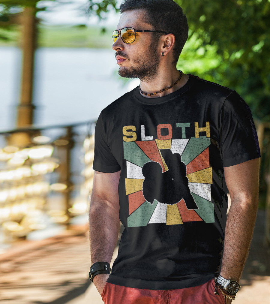 Sloth Retro 70s Vintage Colorful T-Shirt