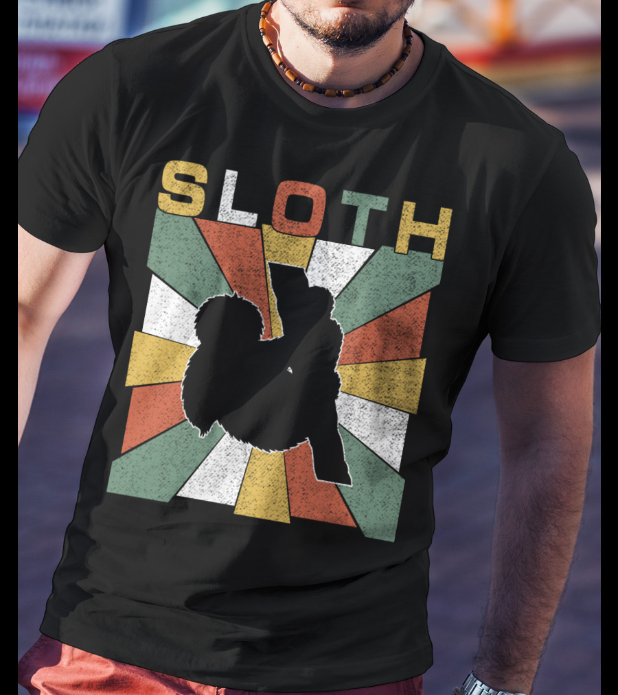 Sloth Retro 70s Vintage Colorful T-Shirt