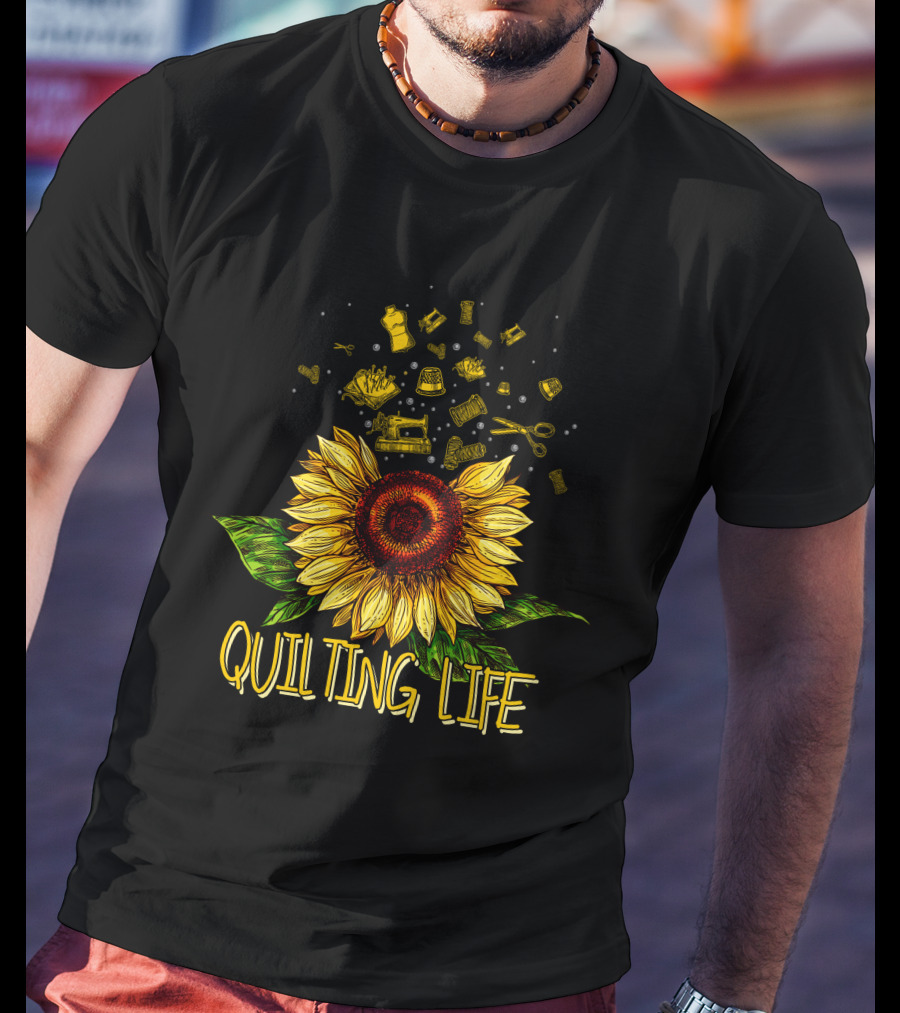 Quilting Life Sunflower With Sewing Tools T-Shirt