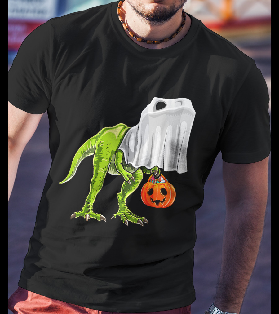 Halloween Rex Dinosaur Ghost Costume Pumpkin T-Shirt