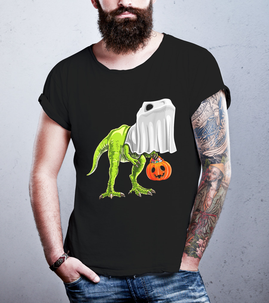 Halloween Rex Dinosaur Ghost Costume Pumpkin T-Shirt