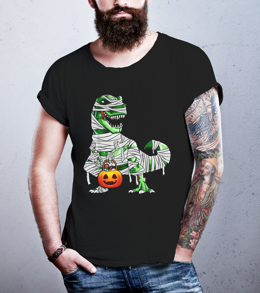Halloween Pumpkin Mummy Dinosaur T-Shirt