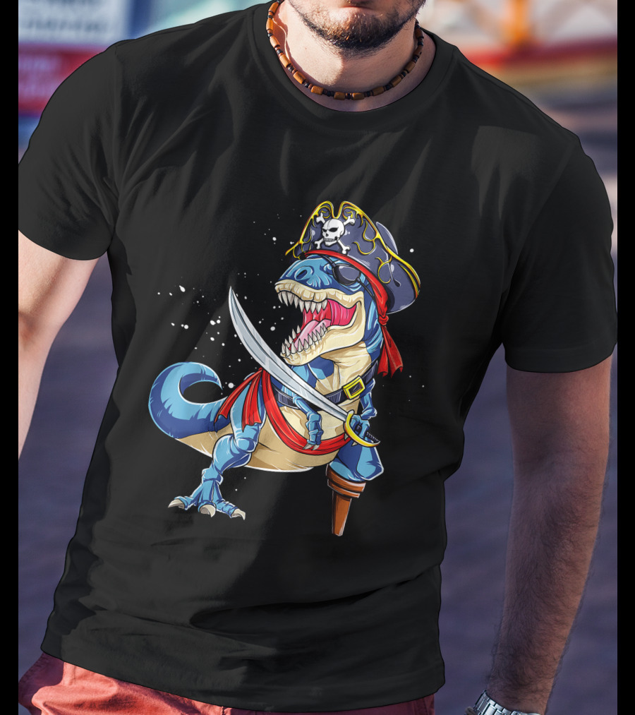 Pirate T-Rex With Sword And Hat T-Shirt