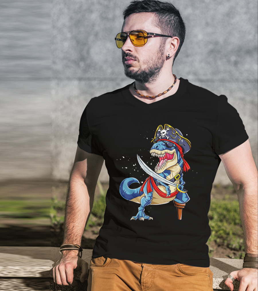 Pirate T-Rex With Sword And Hat T-Shirt