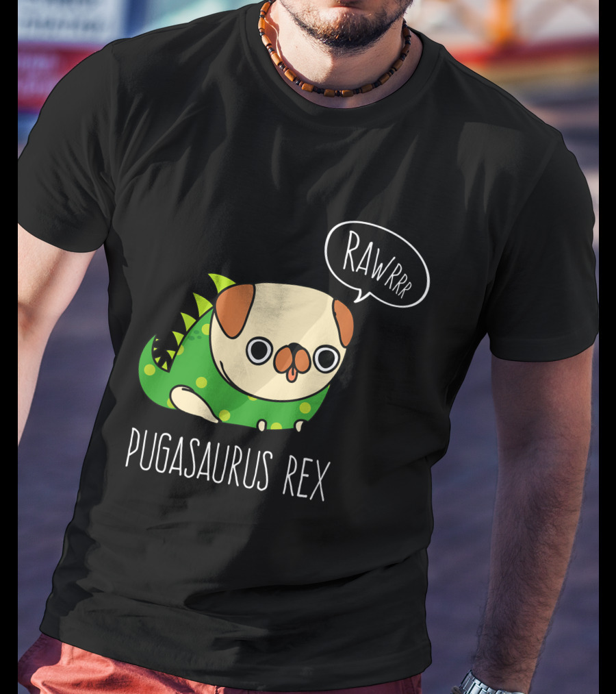 Pugasaurus Rex Pug Dog Halloween Rawrrr T-Shirt