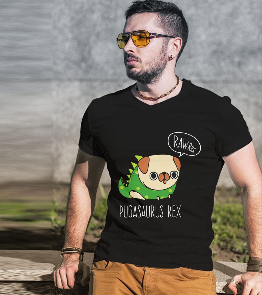 Pugasaurus Rex Pug Dog Halloween Rawrrr T-Shirt