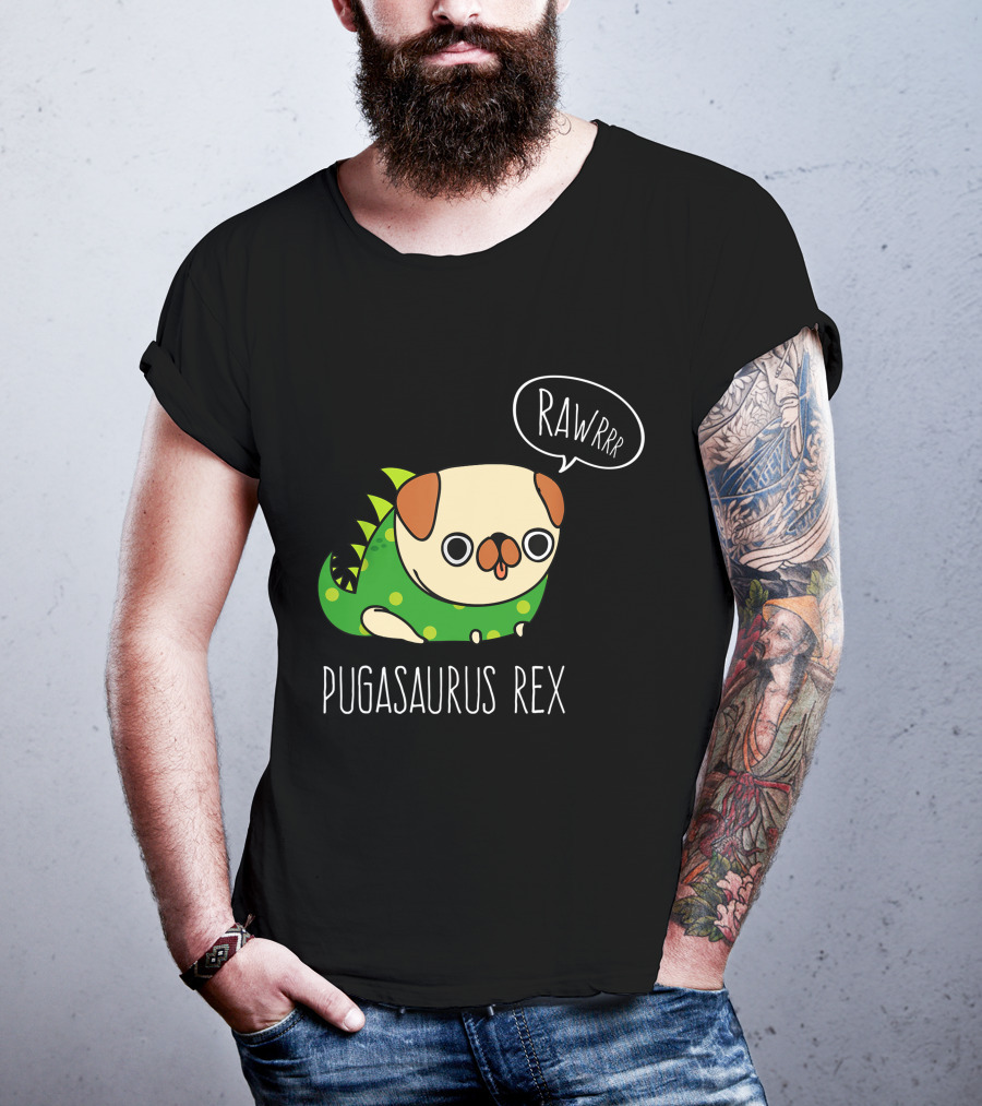 Pugasaurus Rex Pug Dog Halloween Rawrrr T-Shirt
