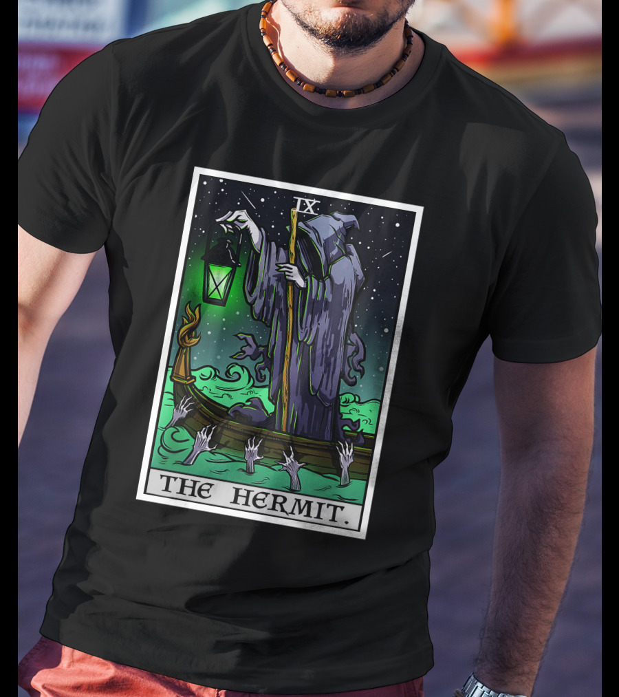 Halloween Grim Reaper Tarot Card The Hermit IX T-Shirt