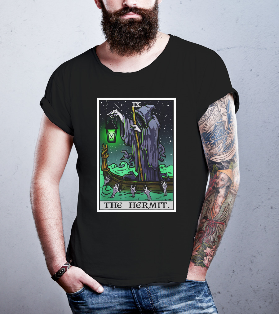 Halloween Grim Reaper Tarot Card The Hermit IX T-Shirt