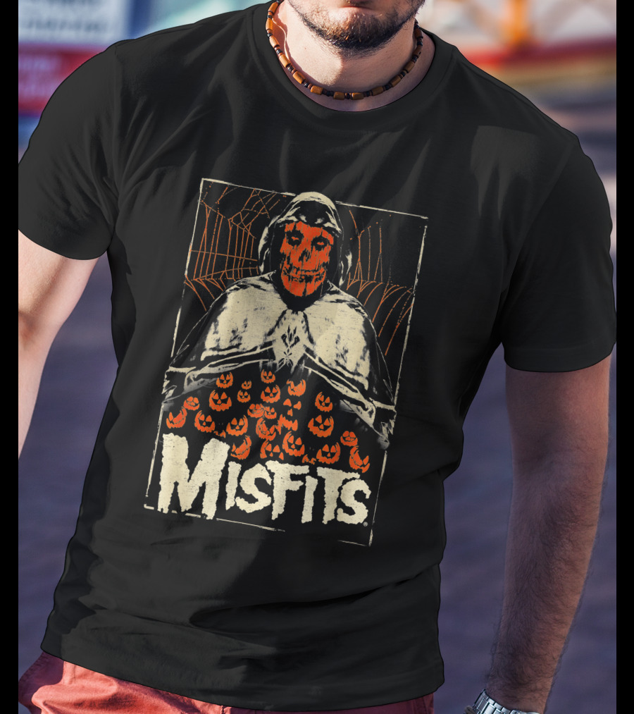Misfits Halloween Skeleton With Jack O' Lanterns T-Shirt