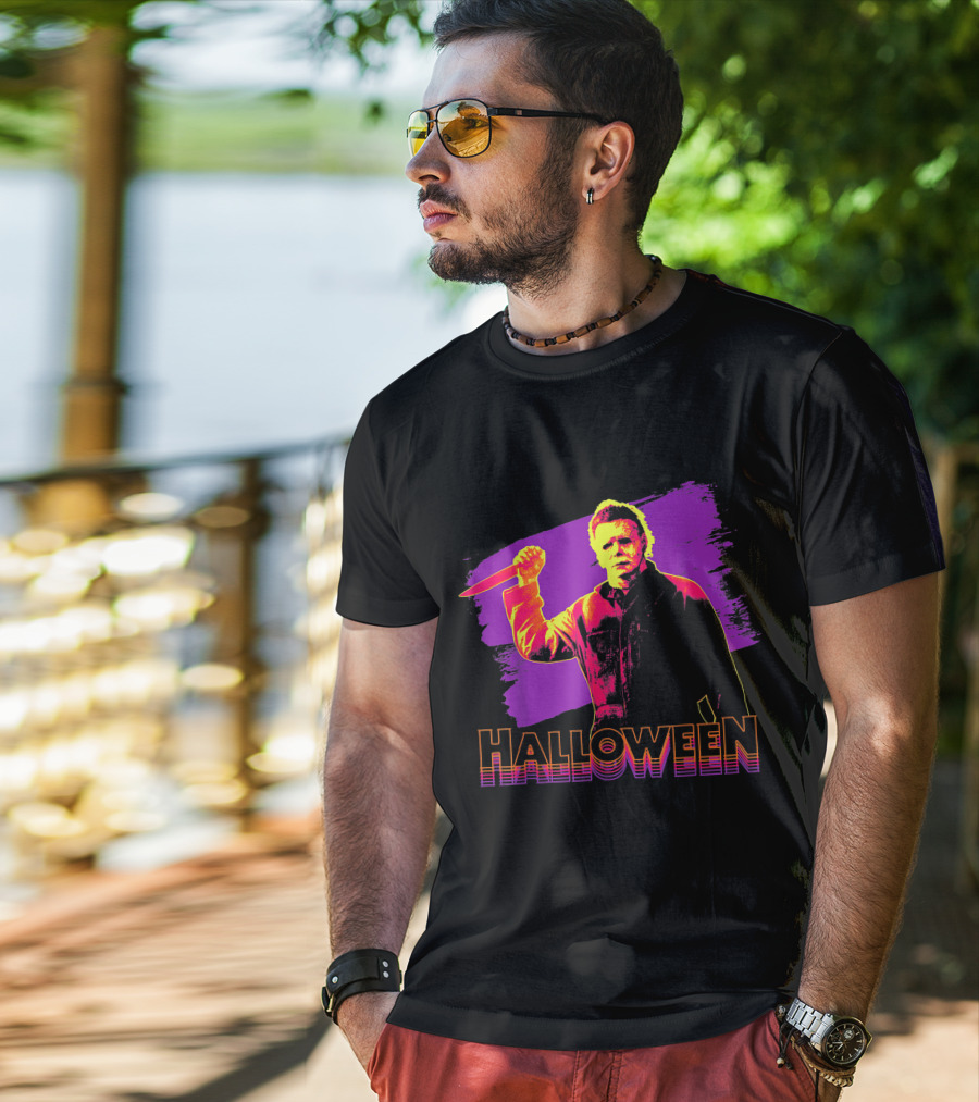 Michael Myers Neon Halloween T-Shirt