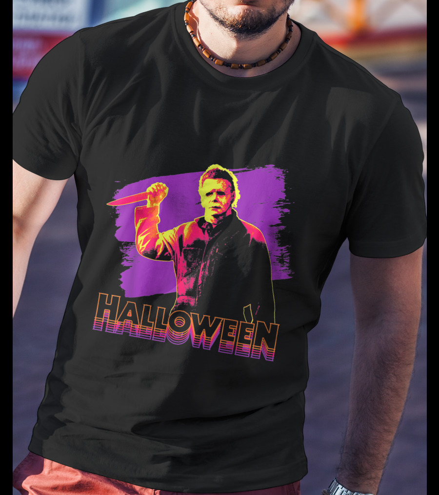 Michael Myers Neon Halloween T-Shirt