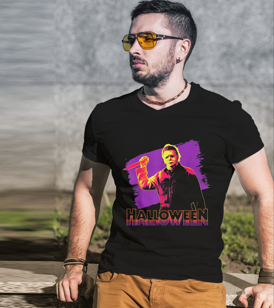 Michael Myers Neon Halloween T-Shirt