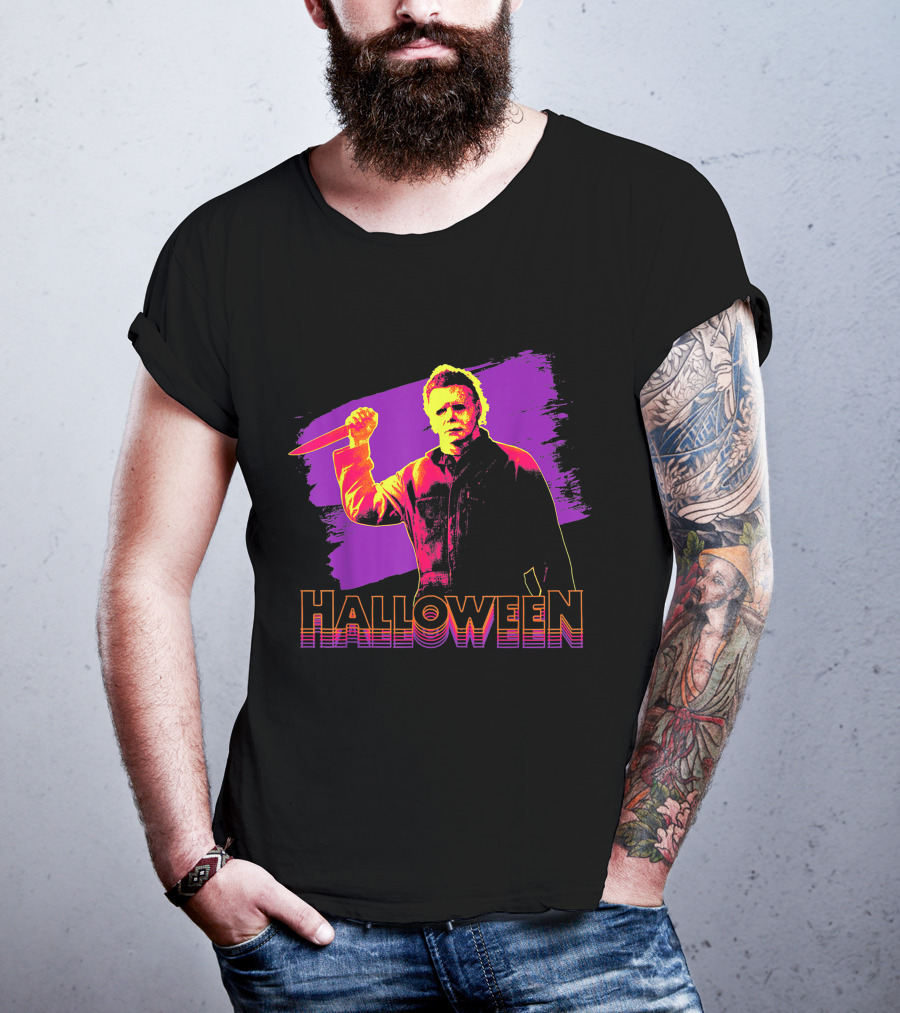 Michael Myers Neon Halloween T-Shirt