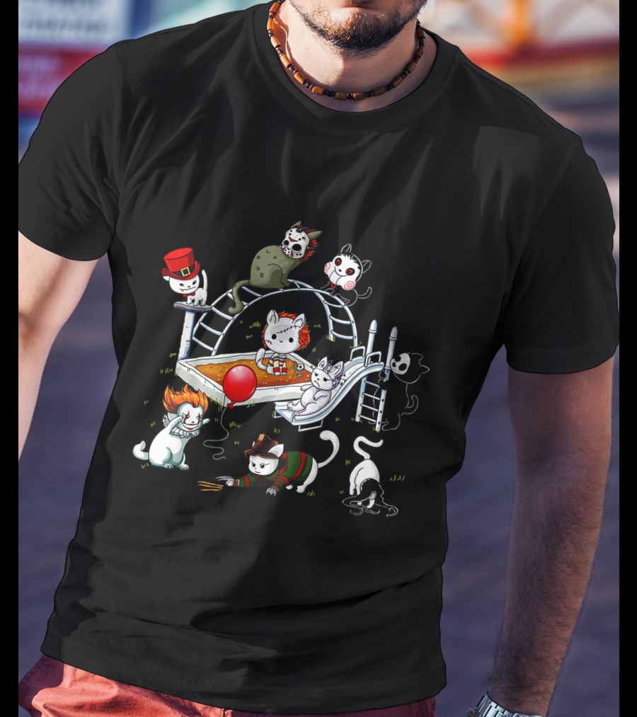 Horror Cats Playground Halloween Icons T-Shirt