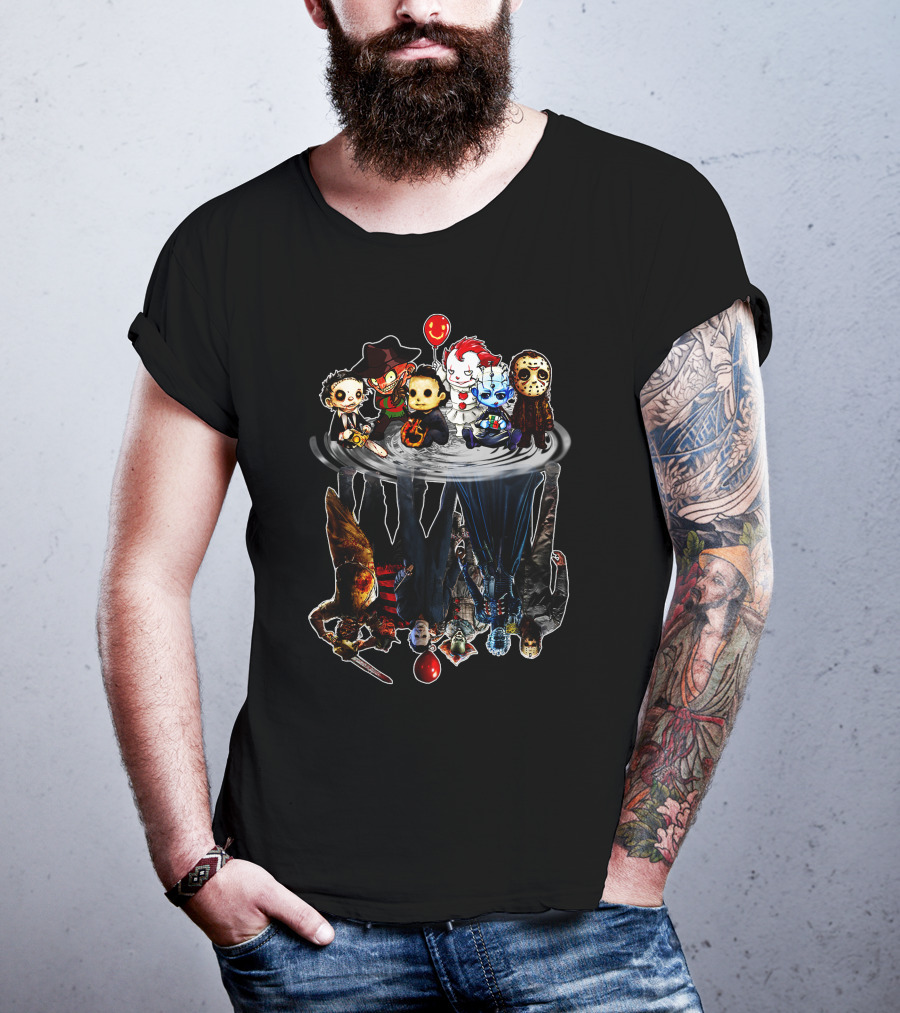 Creeps Halloween Horror Cartoon Reflection Of Iconic Movie Villains T-Shirt