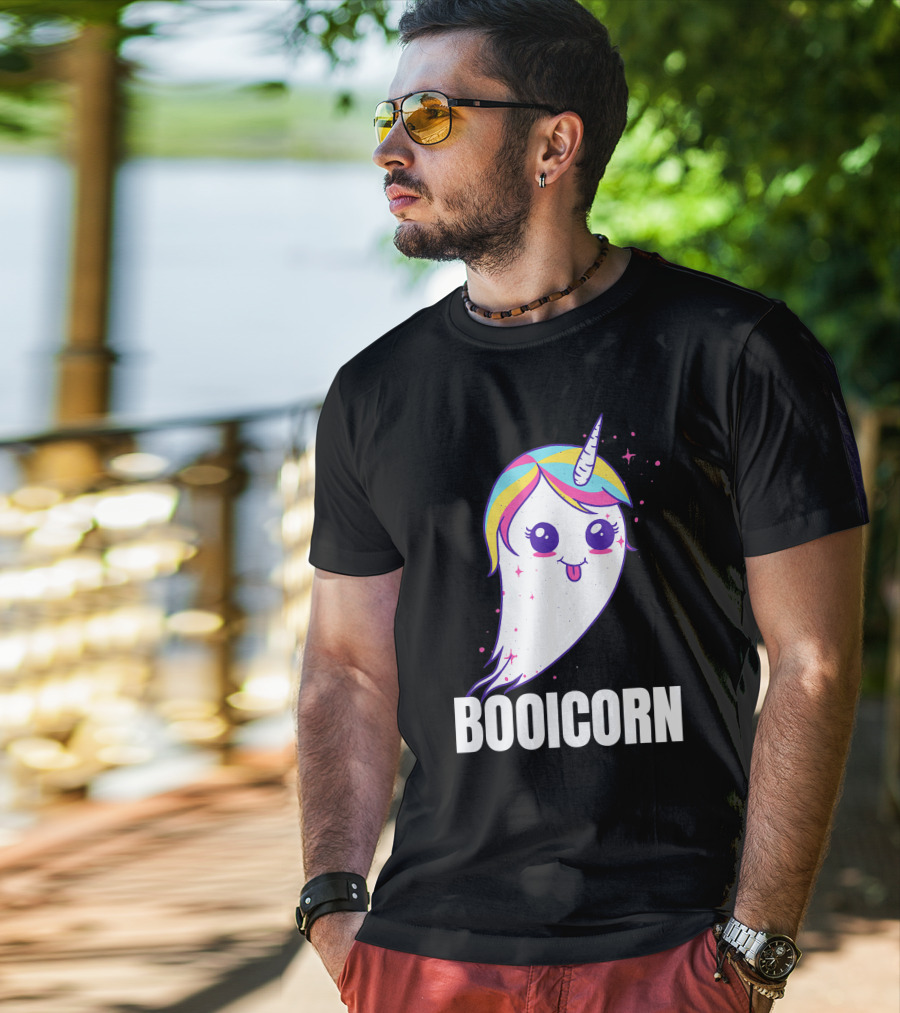 Booicorn Cute Ghost Unicorn Girls Clothes T-Shirt