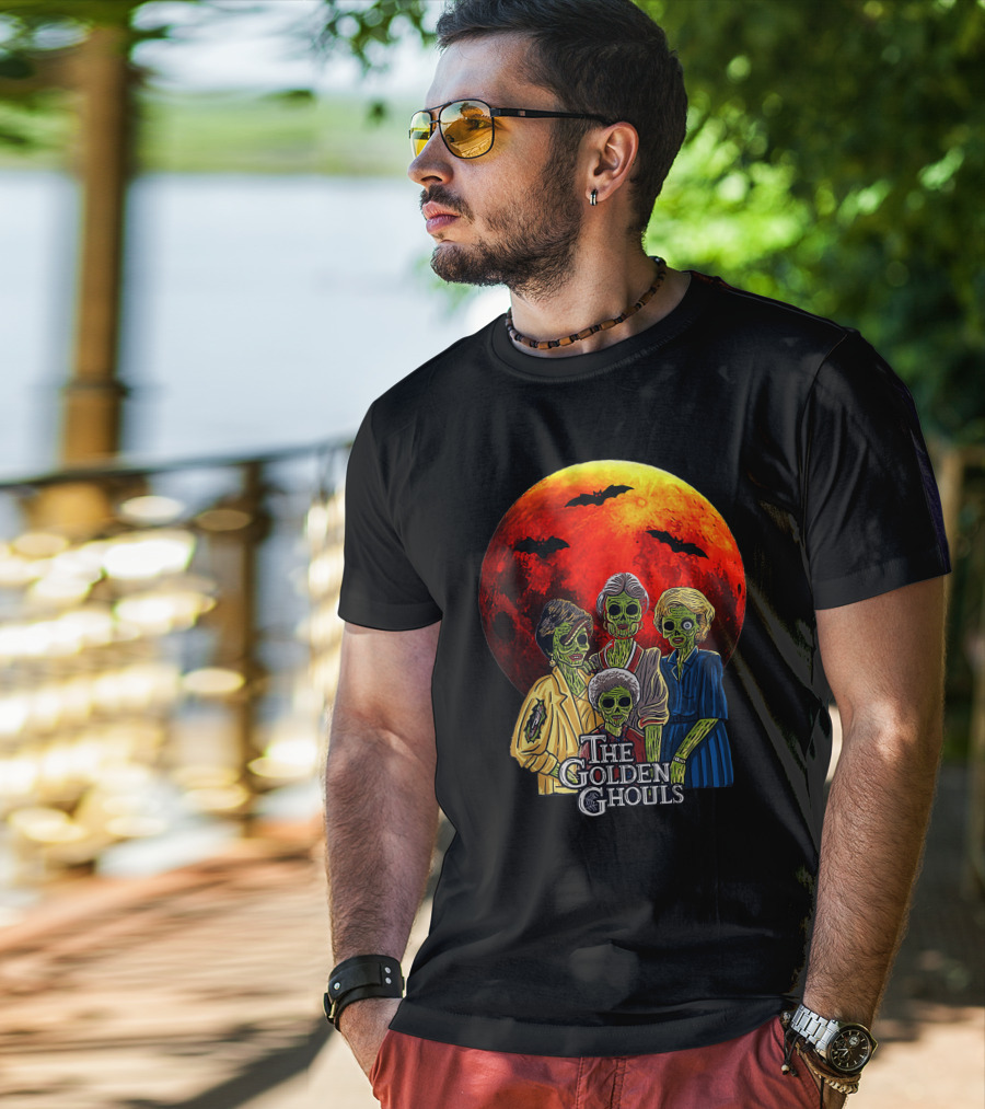 The Golden Ghouls Vintage Moon Halloween T-Shirt