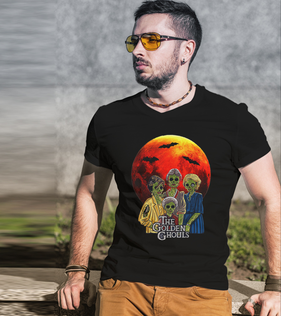 The Golden Ghouls Vintage Moon Halloween T-Shirt