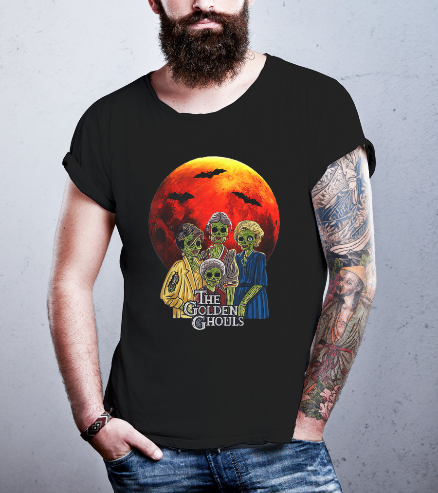 The Golden Ghouls Vintage Moon Halloween T-Shirt