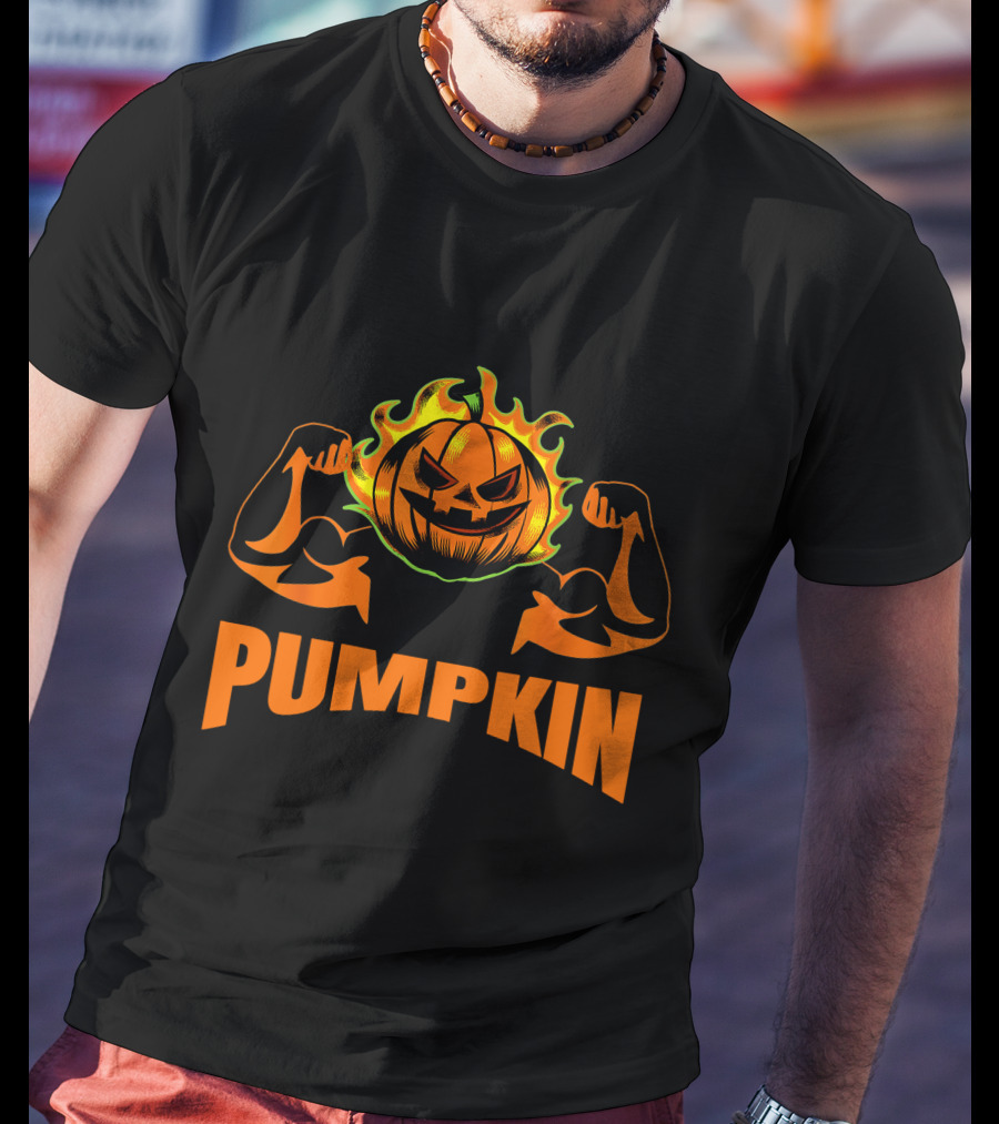 Pumpkin Bodybuilder Halloween Costume Fitness Lover T-Shirt