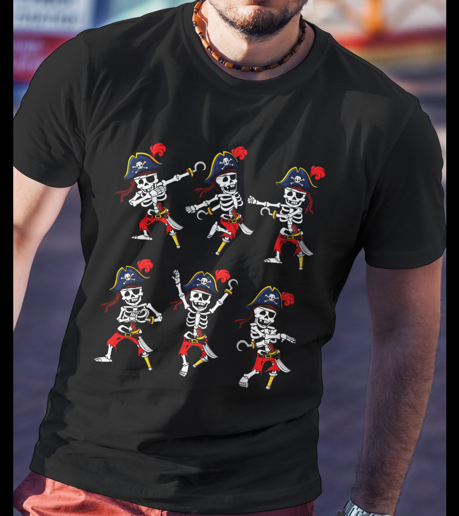Halloween Dancing Pirate Skeletons Pirate Skeleton Challenge T-Shirt