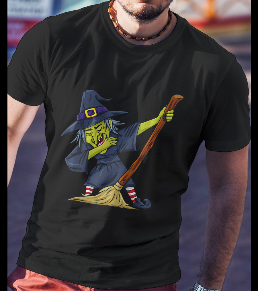 Halloween Witch Broomstick Dab Funny Dance T-Shirt