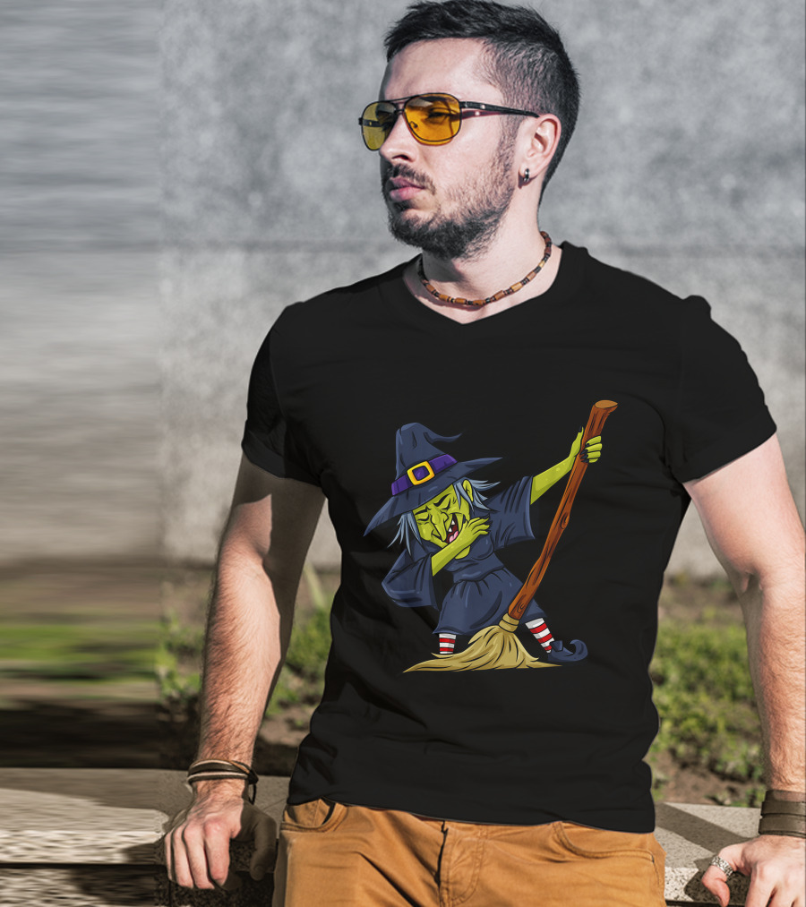 Halloween Witch Broomstick Dab Funny Dance T-Shirt