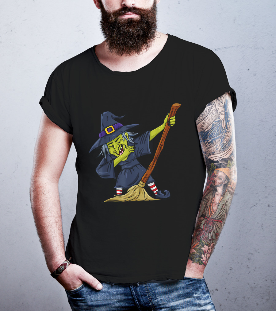 Halloween Witch Broomstick Dab Funny Dance T-Shirt