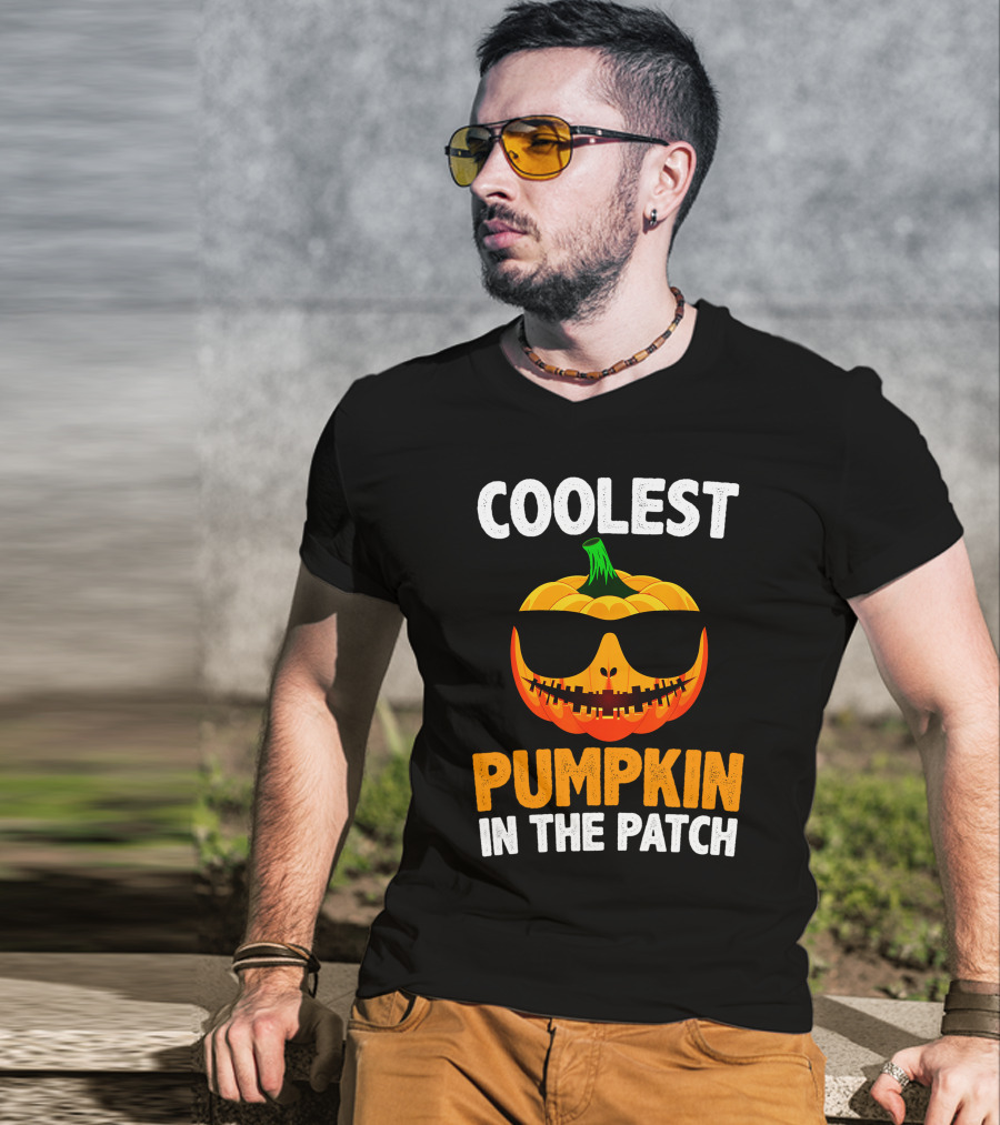 Coolest Pumpkin In The Patch Halloween Sunglasses Jack-O'-Lantern T-Shirt