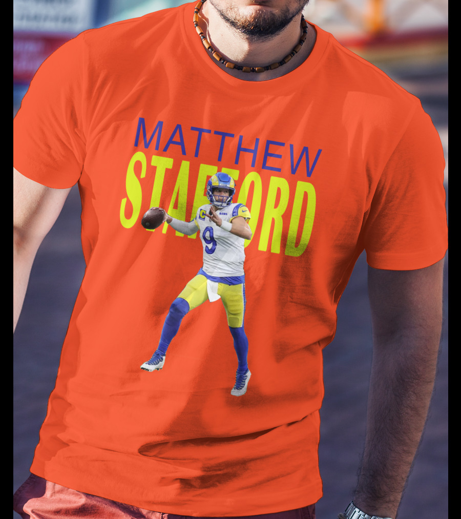 Matthew Stafford Rams Quarterback NFL Football Action T-Shirt