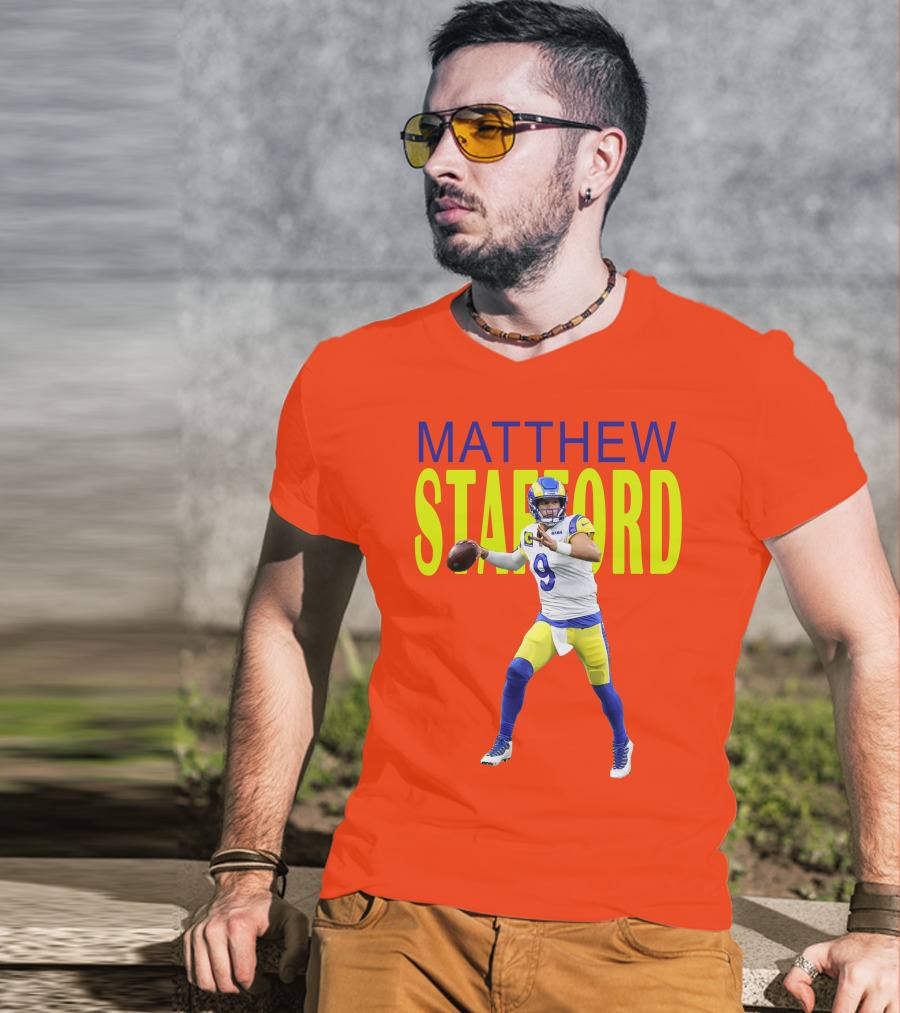 Matthew Stafford Rams Quarterback NFL Football Action T-Shirt