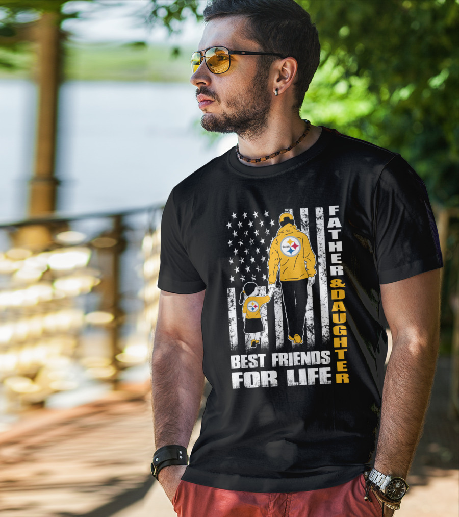 Father And Daughter Best Friends For Life Steelers Fan Flag T-Shirt