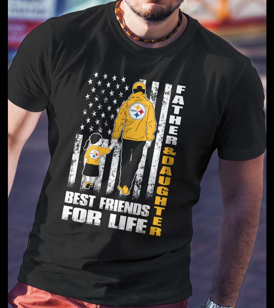 Father And Daughter Best Friends For Life Steelers Fan Flag T-Shirt
