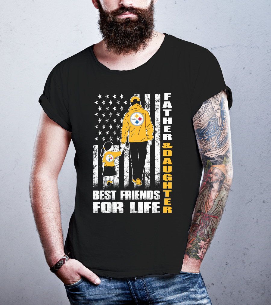 Father And Daughter Best Friends For Life Steelers Fan Flag T-Shirt