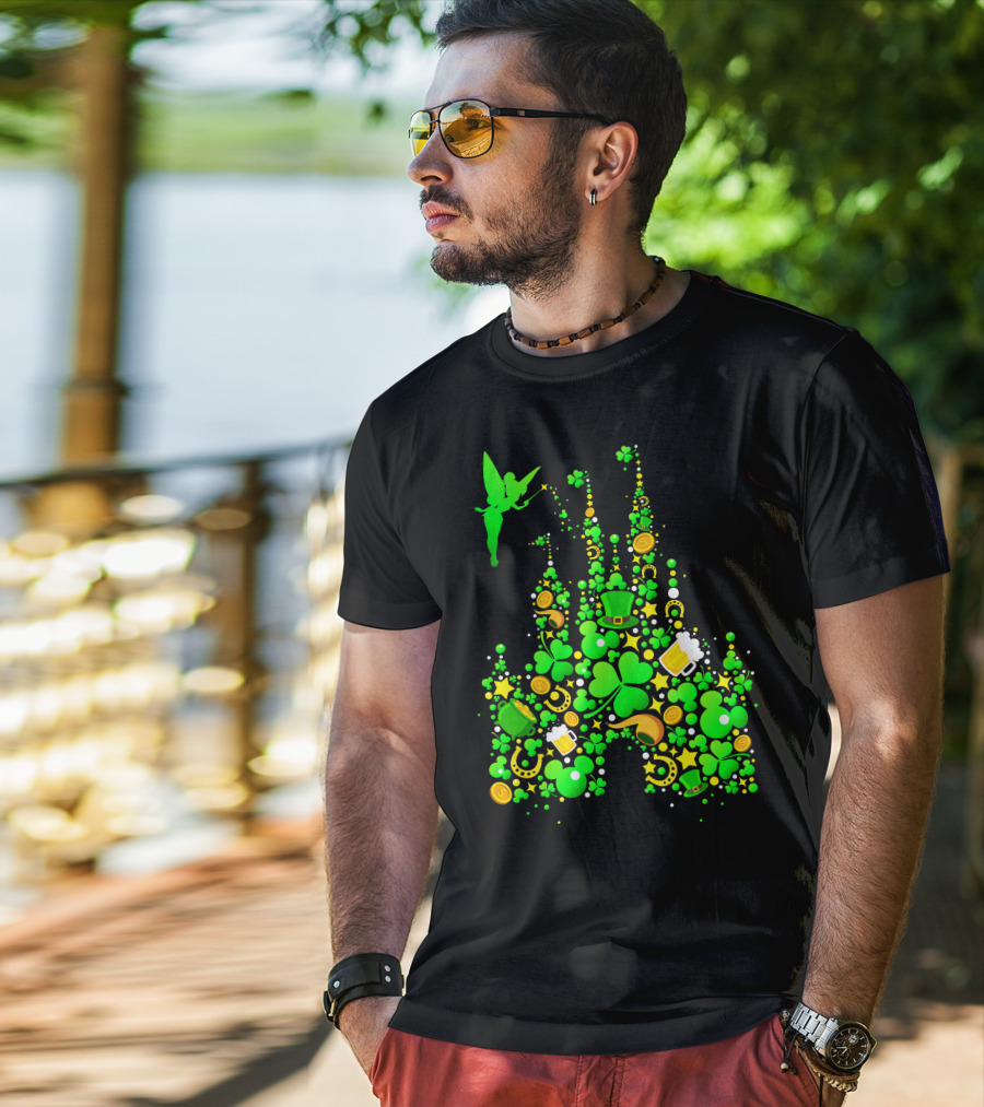 DN Castle St. Patrick's Day Tinkerbell Shamrocks Leprechaun Hat 2 T-Shirt