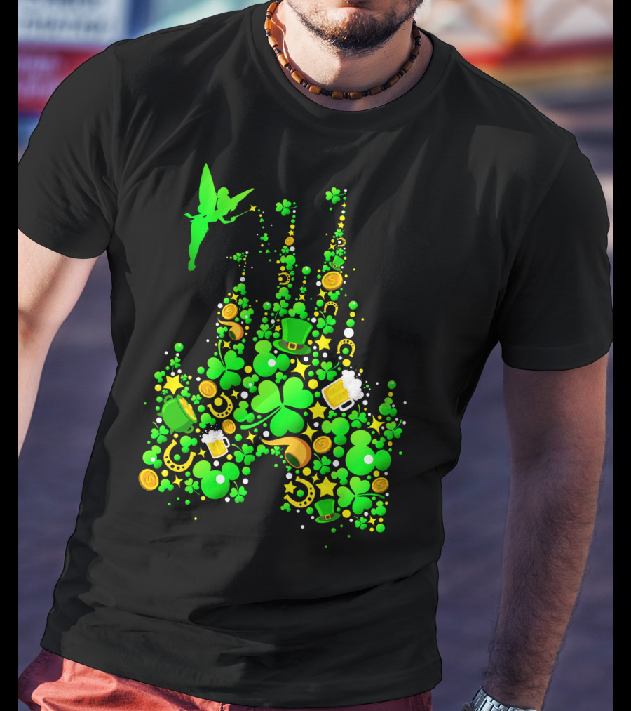 DN Castle St. Patrick's Day Tinkerbell Shamrocks Leprechaun Hat 2 T-Shirt