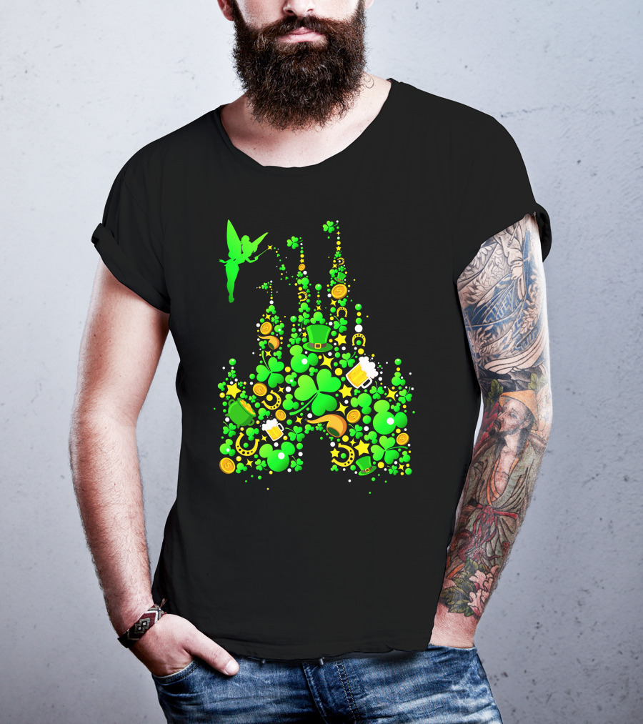 DN Castle St. Patrick's Day Tinkerbell Shamrocks Leprechaun Hat 2 T-Shirt