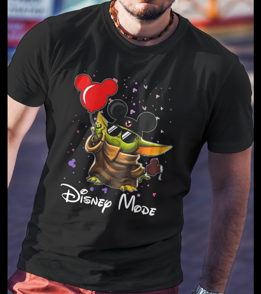 Disney Mode Baby Yoda With Mickey Balloon And Ears T-Shirt