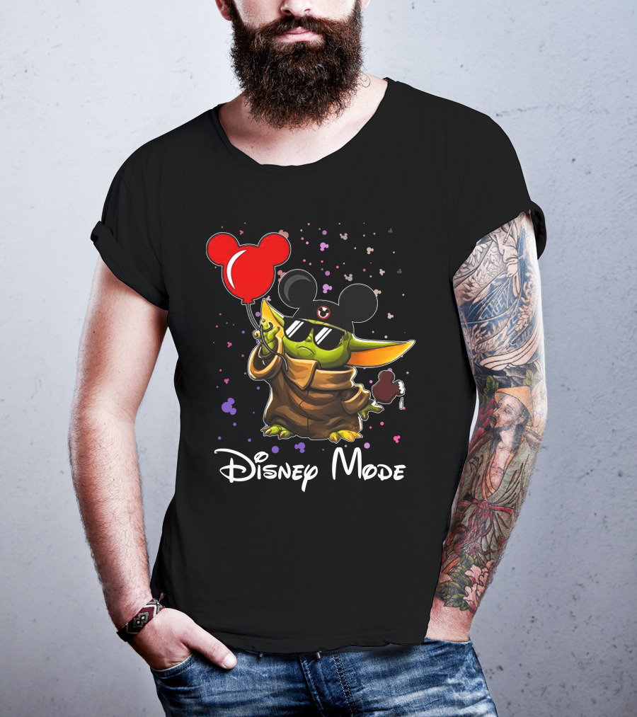 Disney Mode Baby Yoda With Mickey Balloon And Ears T-Shirt