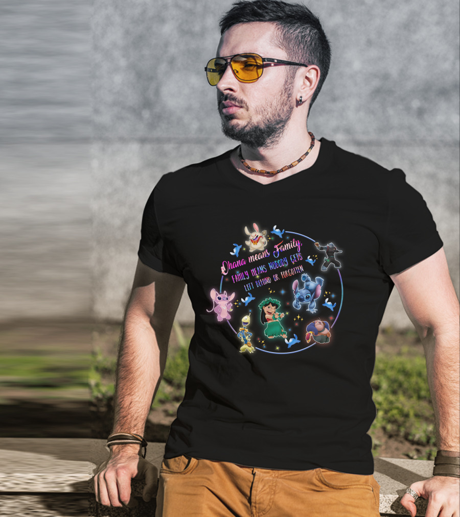 Ohana Means Family Stitch Lilo Nobody Gets Left Behind Or Forgotten T-Shirt